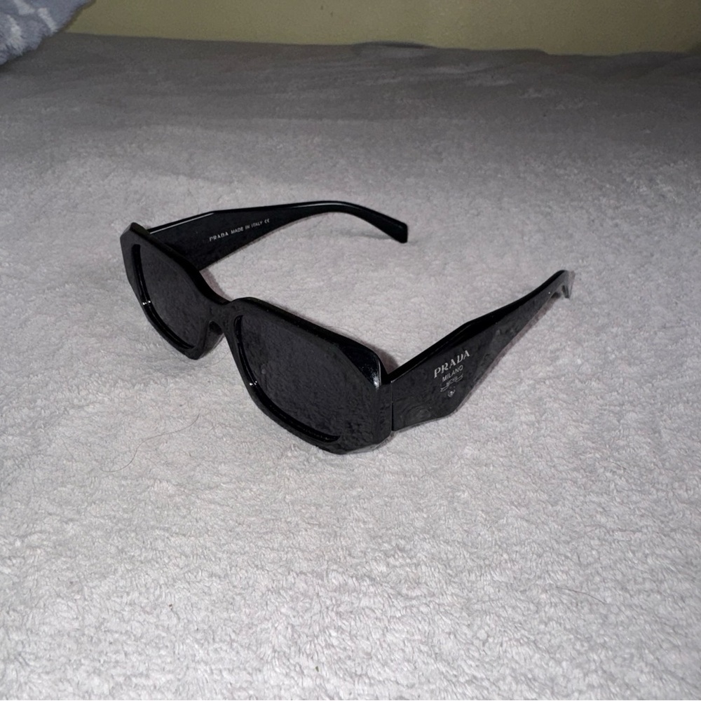 Prada Black Wide Rectangular Sunglasses - image 1